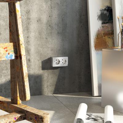 Фото Розетка двойная с заземлением Werkel Gallant W5072106 серебряный