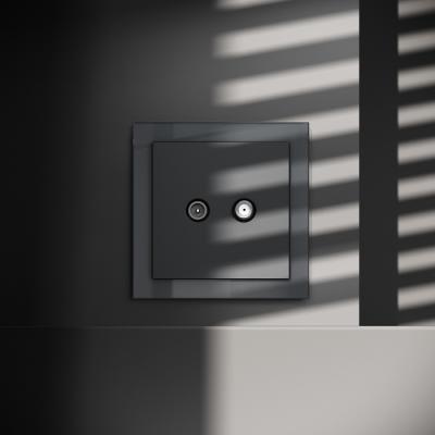 Фото Розетка телевизионная оконечная TV+SAT VOLTUM S70, графит, VLS060407