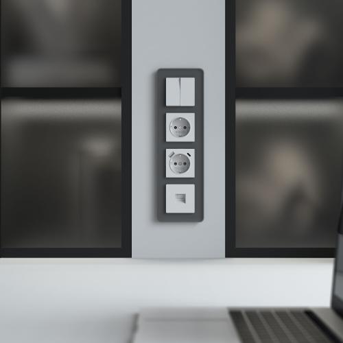 Фото Рамка из стекла на 4 поста Werkel Elite W0042440 графит