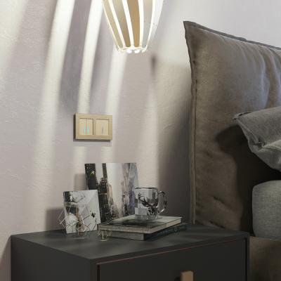 Фото Сенсорный выключатель двухклавишный с подсветкой 1000 Вт Werkel W4520011 шампань