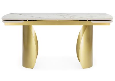 Фото Керамический стол Woodville Готланд 160(220) бежевый / золото