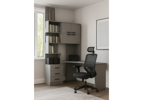 Фото Компьютерный стол Woodville Эльброни правый шиншилла серая