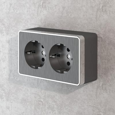 Фото Розетка двойная с заземлением Werkel Gallant W5072104 графит рифленый