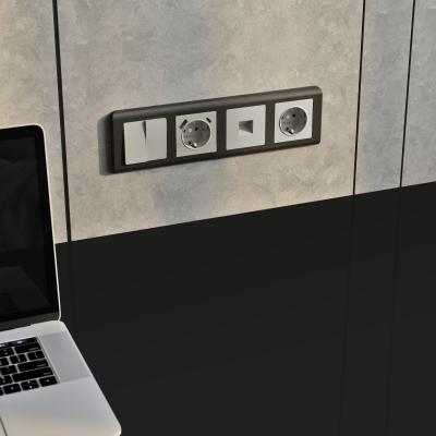 Фото Розетка с заземлением и шторками Werkel W1271104 дымчатый