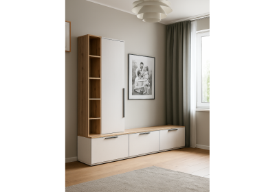 Фото ТВ-тумба Woodville Филеста белый / дуб вотан