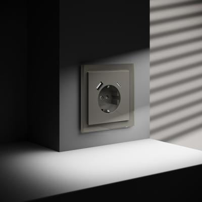 Фото Розетка с заземлением и защитными шторками, с USB, A+С VOLTUM S70, шелк, VLS040504