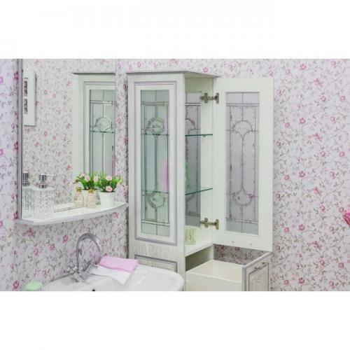 Фото Зеркало в ванную Sanflor Адель 65 белый/патина серебро