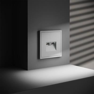 Фото Розетка компьютерная двойная RJ45+RJ45 встраиваемая Voltum S70, белый матовый, VLS060202