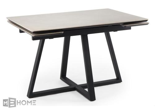 Фото Керамический стол Notta Памелла 140(200) carmen light grey / черный