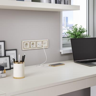 Фото Розетка с заземлением, безвинтовой зажим Werkel W1171303 слоновая кость