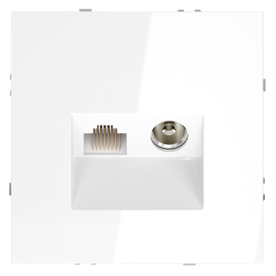 Фото Розетка ТВ+Ethernet RJ-45 кат.6 Voltum S70 VLS060701, белый глянцевый