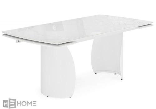 Фото Керамический стол Woodville Готланд 180(240) statuario titan gloss / белый