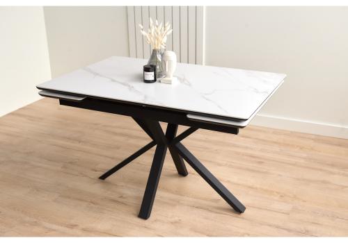 Фото Керамический стол Notta Старлайт 120(180) snow alpin / черный