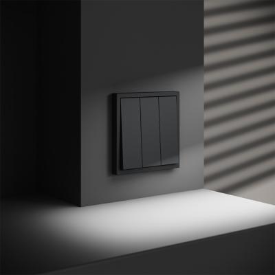 Фото Выключатель встраиваемый трехклавишный Voltum S70, графит, VLS030107