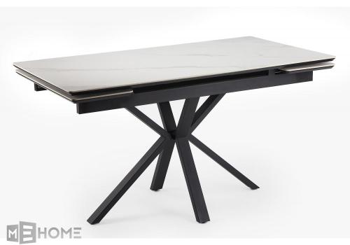 Фото Керамический стол Notta Старлайт 140(200) snow alpin white / черный