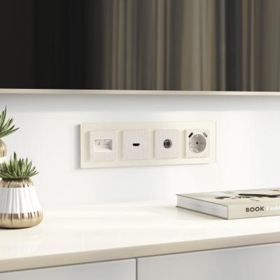 Фото Накладка для двойной розетки Еthernet RJ-45 Werkel W1191113 перламутровый рифленый