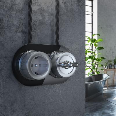 Фото Выключатель на 4 положения двухклавишный Werkel Ретро WL19-01-05 матовый хром