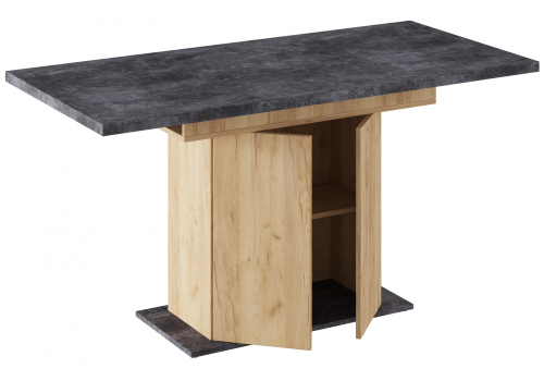 Фото Стол деревянный Woodville Carla крафт золотой / цемент темный