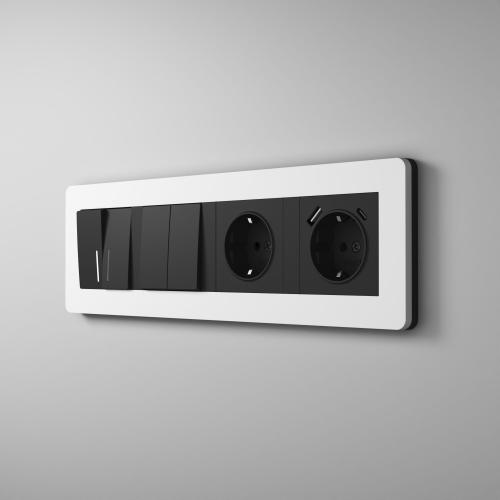 Фото Рамка из поликарбоната на 4 поста Split Werkel W0043068 белый/черный, soft-touch