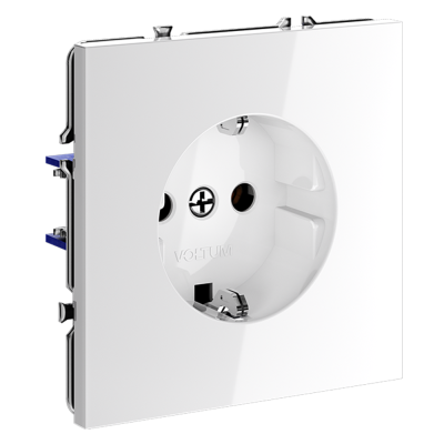 Фото Розетка встраиваемая с заземлением 16А Voltum S70, белый глянцевый, VLS040101
