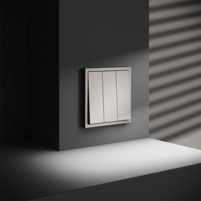 Фото Выключатель встраиваемый трехклавишный Voltum S70, кашемир, VLS030103