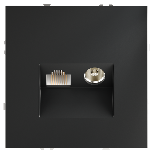 Фото Розетка ТВ+Ethernet RJ-45 кат.6 Voltum S70 VLS060707, графит