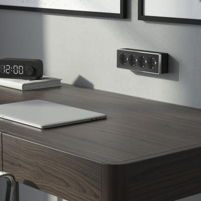 Фото Розетка четверная накладная со шторками Werkel Gallantм W5072258 черный/хром