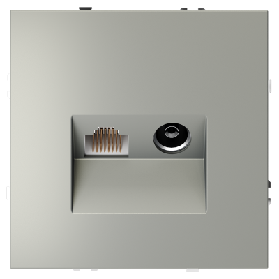 Фото Розетка ТВ+Ethernet RJ-45 кат.6 Voltum S70 VLS060705, сталь