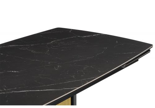 Фото Керамический стол Woodville Бовер 180(220) черный мрамор / дуб натуральный