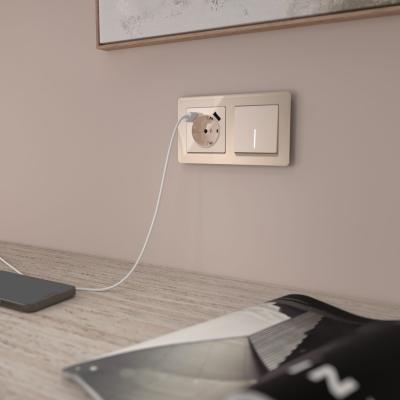 Фото Выключатель одноклавишный проходной с подсветкой Werkel W1112143 айвори акрил