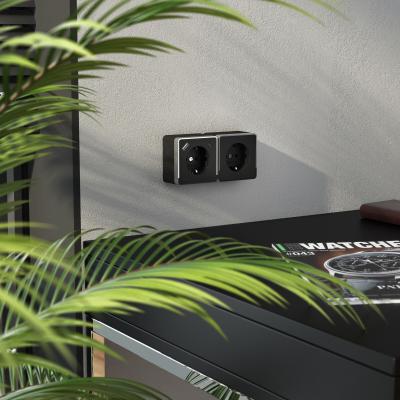 Фото Розетка с заземлением, шторками и USB тип A+C Werkel Gallant W5071735 чёрный хром