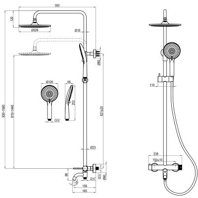 Фото Душевая система «Тропический дождь» Lemark Karelia LMF-2026S-GM