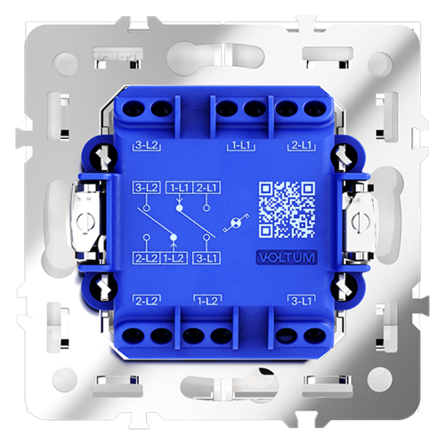 Фото Проходной переключатель двухклавишный с подсветкой Voltum S70, графит, VLS020407