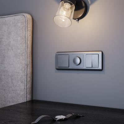 Фото Выключатель двухклавишный проходной Werkel W1122004 графит рифленый