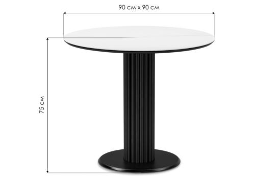 Фото Керамический стол Notta Кэмерон 90 белый мрамор snow white / черный