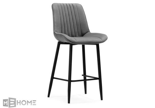 Фото Барный стул Woodville Седа велюр темно-серый  / черный