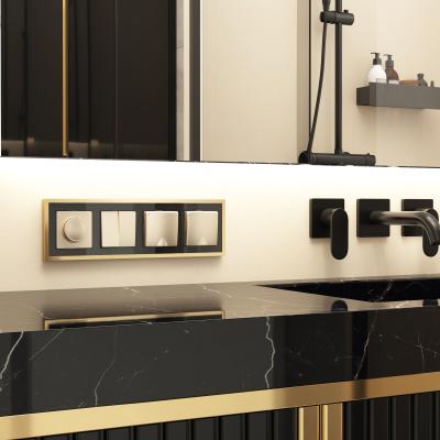 Фото Рамка из металла на 4 поста Werkel Baguette W0042852 черный/латунь