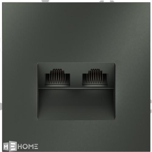Фото Розетка компьютерная двойная RJ45+RJ45 встраиваемая Voltum S70, титан, VLS060206
