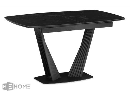 Фото Керамический стол Notta Вейл 160(205) черный мрамор / черный
