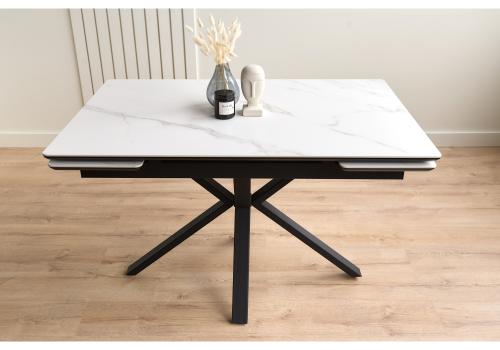 Фото Керамический стол Notta Старлайт 120(180) snow alpin / черный