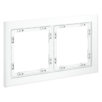 Фото Рамка стеклянная на 2 поста Voltum S70, белый матовый, VLS110202