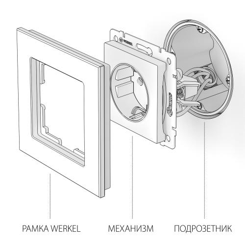Фото Розетка с заземлением и шторками Werkel W1171113 перламутровый рифленый