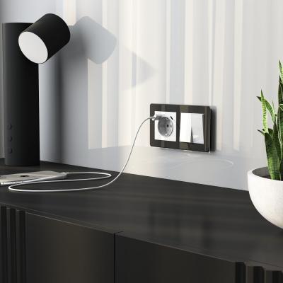 Фото Перекрестный выключатель двухклавишный Werkel W1123041 белый акрил