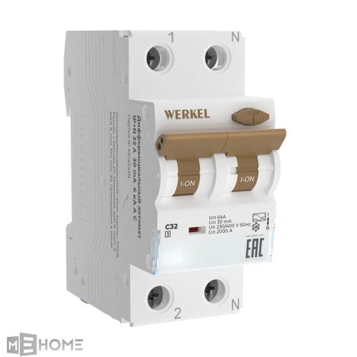 Фото Дифференциальный автомат 1P+N 32A 30mА 6kА C А Werkel W922P326