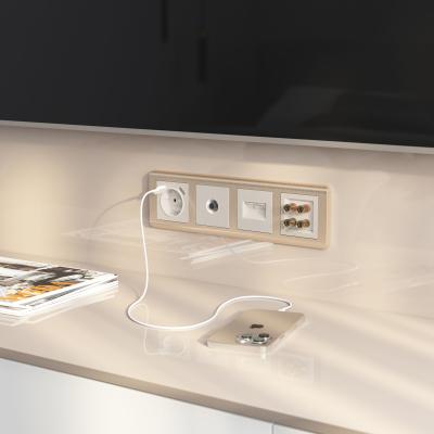 Фото Акустическая розетка Werkel WL13-AUDIOx4 перламутровый рифленый