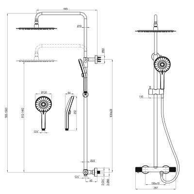Фото Душевая система «Тропический дождь» термостатическая Lemark Beluga LMF-8045B-GM