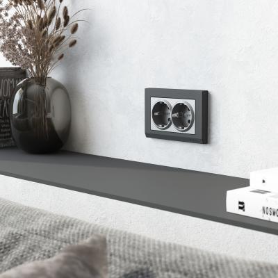 Фото Рамка из поликарбоната для двойной розетки Werkel Stark W0081864 графит матовый