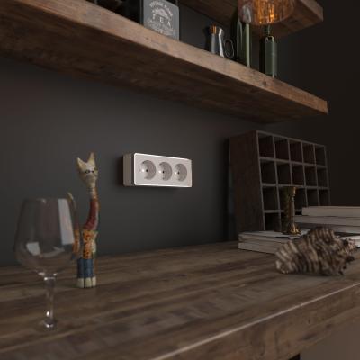 Фото Розетка тройная с заземлением и шторками Werkel Gallant W5073101 белая