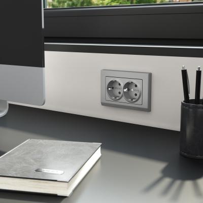 Фото Розетка двойная с заземлением Werkel W1172065 серебряный матовый