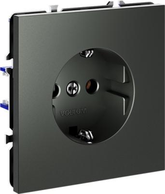 Фото Розетка встраиваемая с заземлением 16А Voltum S70, титан, VLS040106